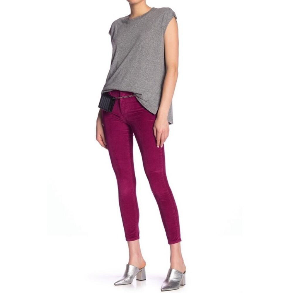Current/Elliot The High Waist Stiletto Skinny Ankle Raspberry Corduroys